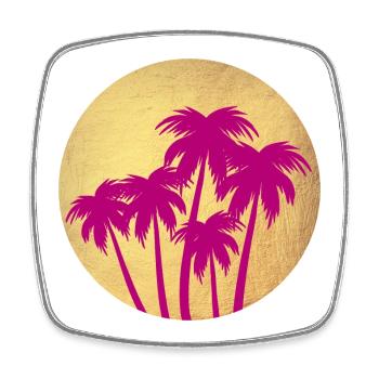 Circle Gold Palm Pink Holiday Deluxe South Seas Luxury - Square fridge magnet - white - Front