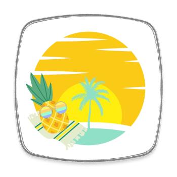 Pineapple with sunglasses on the beach - Square fridge magnet - white - Front