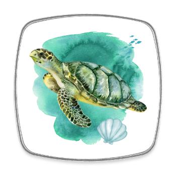 Sea Turtle Ocean Watercolor  - Square fridge magnet - white - Front