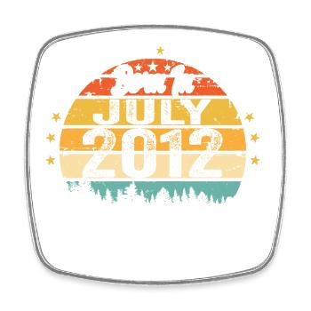 2012 Juli - Jahre Großartigkeit seit Juli 2012 - Viereckiger Kühlschrankmagnet - Weiß - Vorne