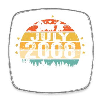 2008 Juli - Jahre Großartigkeit seit Juli 2008 - Viereckiger Kühlschrankmagnet - Weiß - Vorne
