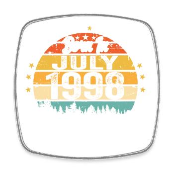 1998 Juli - Jahre Großartigkeit seit Juli 1998 - Viereckiger Kühlschrankmagnet - Weiß - Vorne