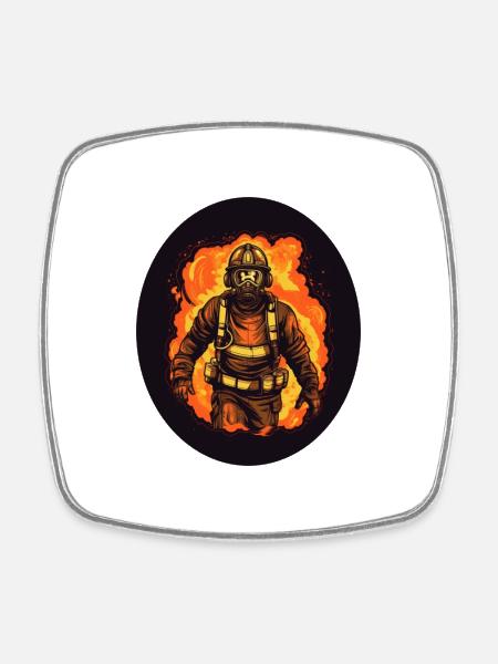 Firefighter for life white - Square fridge magnet - white