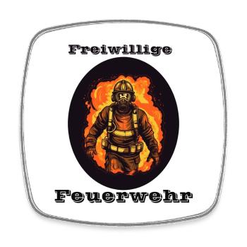 Freiwillige Feuerwehr - Viereckiger Kühlschrankmagnet - Weiß - Vorne