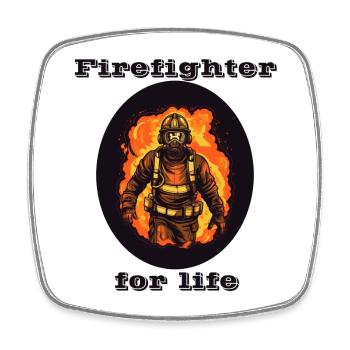 Firefighter for life - Viereckiger Kühlschrankmagnet - Weiß - Vorne