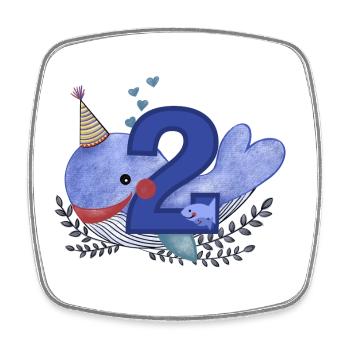 Zweiter Geburtstag Happy Birthday Kleiner Wal - Viereckiger Kühlschrankmagnet - Weiß - Vorne