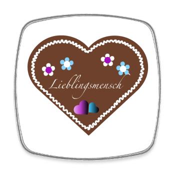 "Jahrmarkt-Liebe" Lieblingsmensch lila hellb - Viereckiger Kühlschrankmagnet - Weiß - Vorne