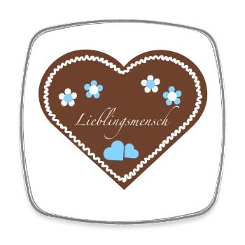 "Jahrmarkt-Liebe" Lieblingsmensch hellblau - Viereckiger Kühlschrankmagnet - Weiß - Vorne