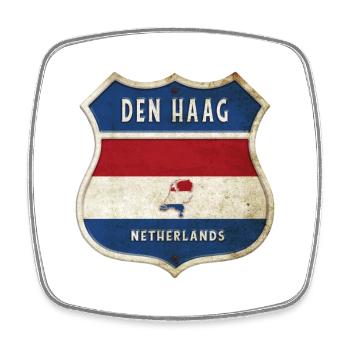 Den Haag Niederlande Flaggen Wappen Design - Viereckiger Kühlschrankmagnet - Weiß - Vorne