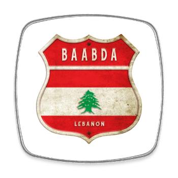 Baabda Lebanon coat of arms flag design - Square fridge magnet - white - Front