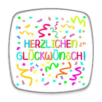 Herzlichen Glückwunsch Geburtstagsgrüße Konfetti - Viereckiger Kühlschrankmagnet - Weiß - Vorne