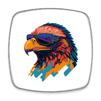 Majestic Soar: Retro Eagle T-Shirt - Square fridge magnet - white - Front