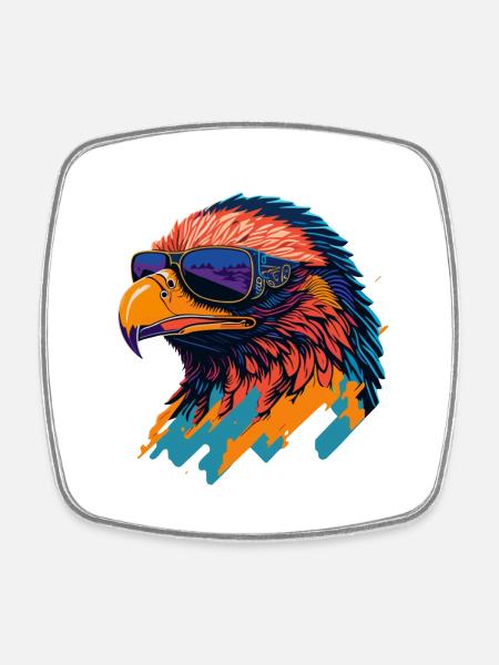 Majestic Soar: Retro Eagle T-Shirt - Square fridge magnet - white
