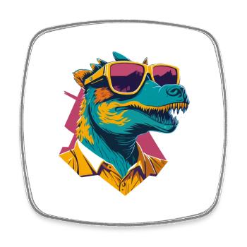 Dino Cool: Retro Ornithopods T-Shirt - Square fridge magnet - white - Front