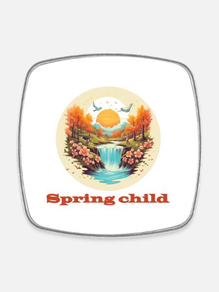 Enfant de printemps - Magnet carré - blanc