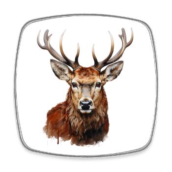Red Deer Portrait – Alpine Wildlife Motif - Square fridge magnet - white - Front