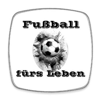 Fußball fürs Leben - Viereckiger Kühlschrankmagnet - Weiß - Vorne