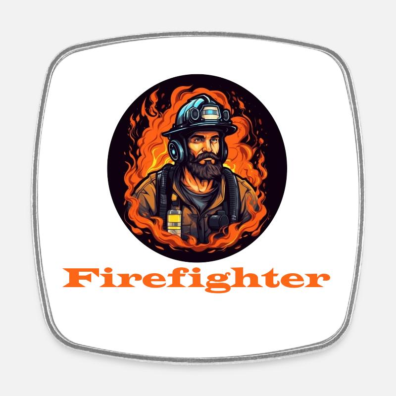 Firefighter - Square fridge magnet - white