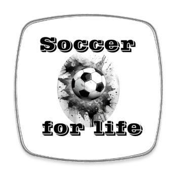 Soccer for life - Viereckiger Kühlschrankmagnet - Weiß - Vorne