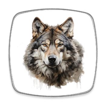 Wolf Portrait – Wild Animal Alps Design - Square fridge magnet - white - Front