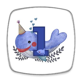 Erster Geburtstag Happy Birthday Kleiner Wal - Viereckiger Kühlschrankmagnet - Weiß - Vorne