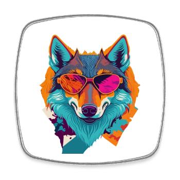 Retro Wolf Revolt - Square fridge magnet - white - Front