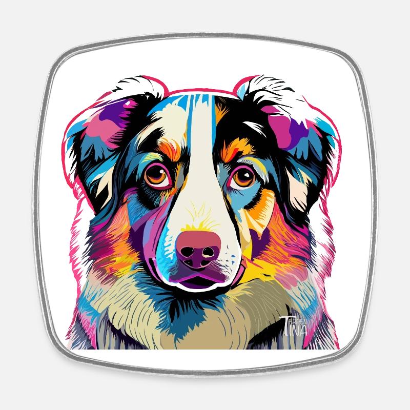 Colorful Australia Shepherd - Square fridge magnet - white