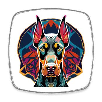 Dobermann - Viereckiger Kühlschrankmagnet - Weiß - Vorne