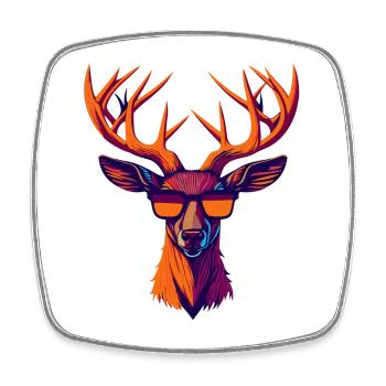 Retro Deer Revolt - Square fridge magnet - white - Front