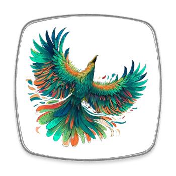 Vibrant Phoenix Feathered Flight Design - Square fridge magnet - white - Front