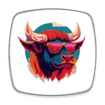 Wildfire Bison - Square fridge magnet - white - Front