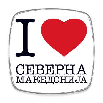 I LOVE NORTH MACEDONIA Nordmazedonien - Viereckiger Kühlschrankmagnet - Weiß - Vorne