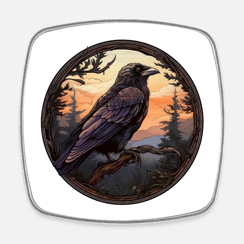 Raven - Square fridge magnet - white