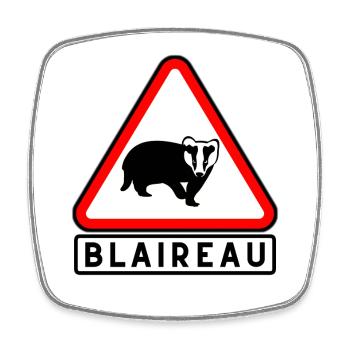 Blaireau Triangle Avertissement - Magnet carré - blanc - Devant