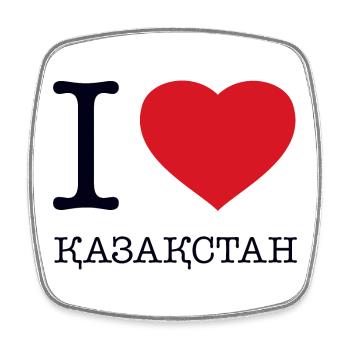 I LOVE KAZAKHSTAN Kasachstan - Viereckiger Kühlschrankmagnet - Weiß - Vorne
