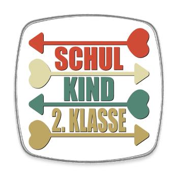 SCHULKIND 2. KLASSE RETRO GRUNDSCHULE - Viereckiger Kühlschrankmagnet - Weiß - Vorne