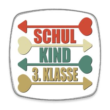 3. Klasse Grundschule RETRO SCHULKIND - Viereckiger Kühlschrankmagnet - Weiß - Vorne