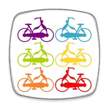 Rainbow Bicycles CYCLISTS - Square fridge magnet - white - Front