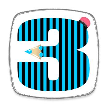 STYLO BLEU TROIS NUMÉROS 3 ÉLÈVES DE TROISIÈME ANNÉE - Magnet carré - blanc - Devant