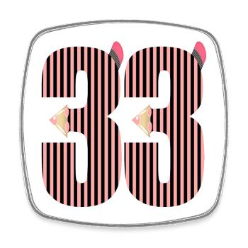 ZAHL 33 - DREIUNDDREIßIG - 33. Geburtstag - Viereckiger Kühlschrankmagnet - Weiß - Vorne