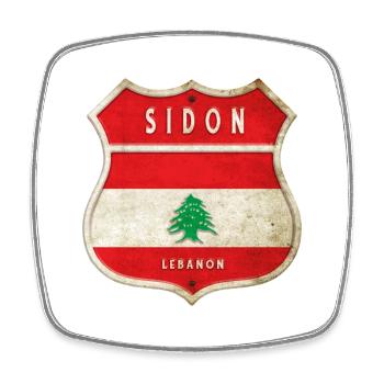 Sidon Lebanon coat of arms flags design - Square fridge magnet - white - Front