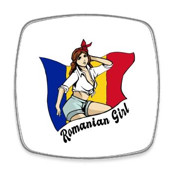 Rumänisches Mädchen Flaggen Design - Viereckiger Kühlschrankmagnet - Weiß - Vorne