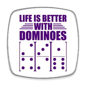 Conception de domino - Magnet carré - blanc - Devant