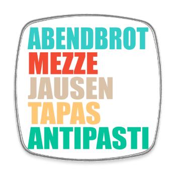 DINNER, INTERNATIONAL CONVIVIALITY, FOOD - Square fridge magnet - white - Front