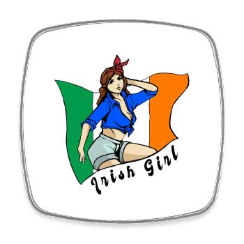 Irish girl flag design - Square fridge magnet - white - Front