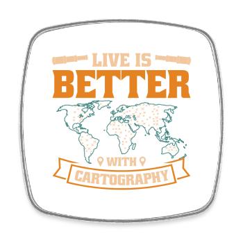 Conception cartographique - Magnet carré - blanc - Devant