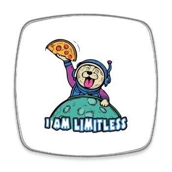 Astronaut orders pizza at Pizzeria - Square fridge magnet - white - Front