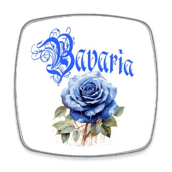 Bavaria Rose – Blaue Rose mit Schriftzug - Viereckiger Kühlschrankmagnet - Weiß - Vorne