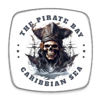 Pirate Skull Jolly Roger Costume Gift Idea - Square fridge magnet - white - Front
