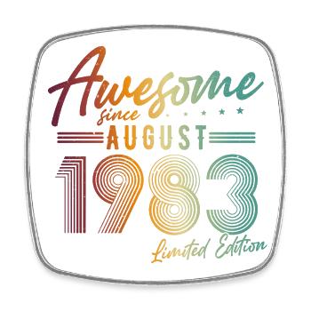 August 1983 Vintage Vintage Birthday Retro - Square fridge magnet - white - Front